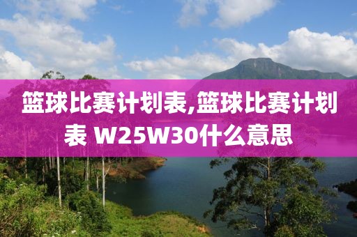 篮球比赛计划表,篮球比赛计划表 W25W30什么意思